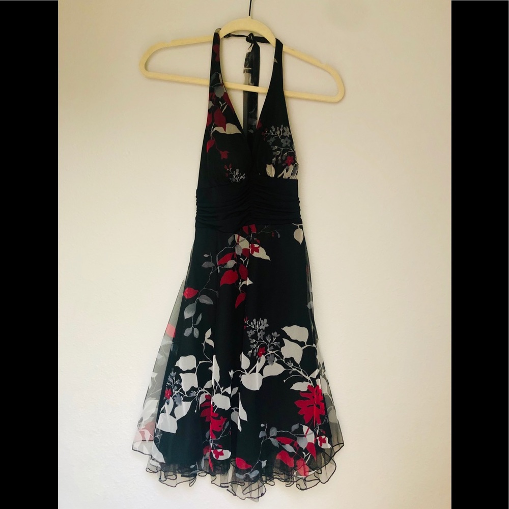 Formal dress, black, white and red